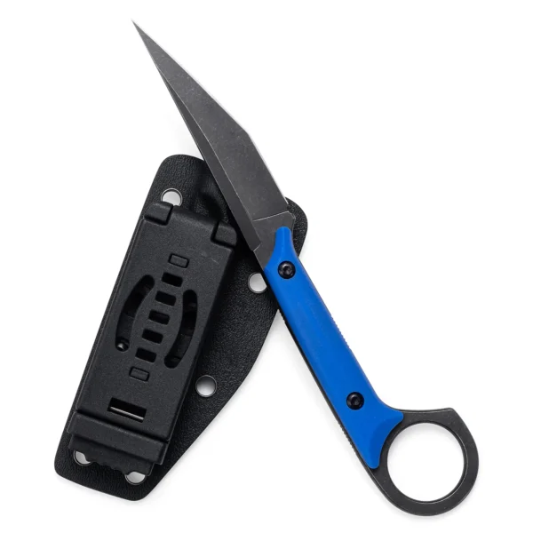 Shadow Fixed Blade Knife | 3.34" Black Stonewashed D2 Blade | Blue G10 Handle | KIASLORE KS527-4