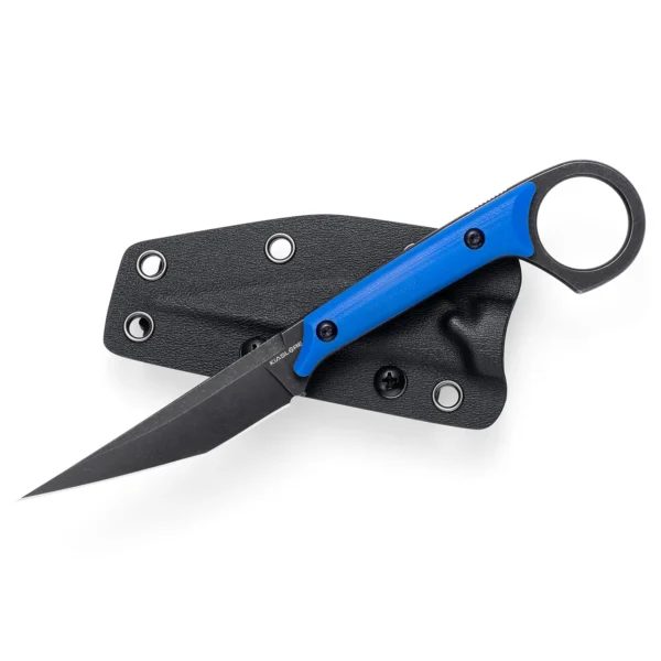 Shadow Fixed Blade Knife | 3.34" Black Stonewashed D2 Blade | Blue G10 Handle | KIASLORE KS527-4
