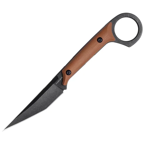 KS527_B5_01 Shadow Fixed Blade Knife | 3.34" Black Stonewashed D2 Blade | Brown G10 Handle | KIASLORE KS527-5