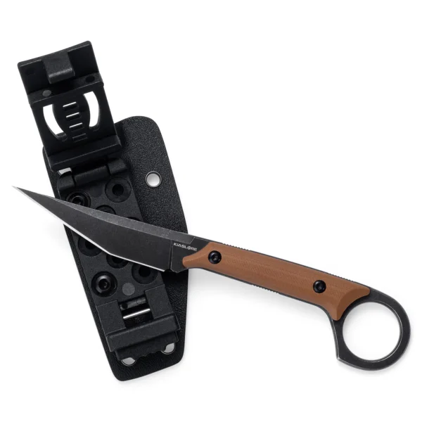 Shadow Fixed Blade Knife | 3.34" Black Stonewashed D2 Blade | Brown G10 Handle | KIASLORE KS527-5