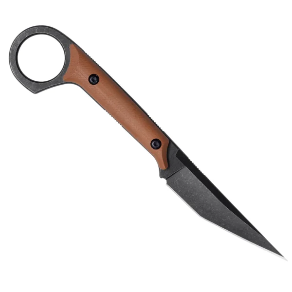 Shadow Fixed Blade Knife | 3.34" Black Stonewashed D2 Blade | Brown G10 Handle | KIASLORE KS527-5