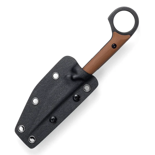Shadow Fixed Blade Knife | 3.34" Black Stonewashed D2 Blade | Brown G10 Handle | KIASLORE KS527-5
