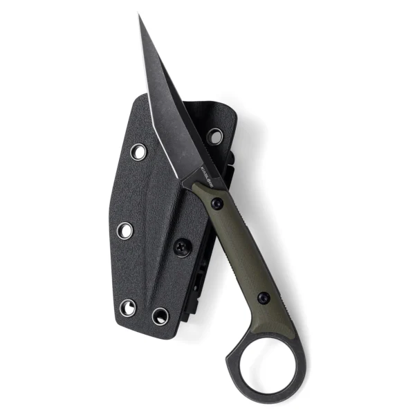 Shadow Fixed Blade Knife | 3.34" Black Stonewashed D2 Blade | Green G10 Handle | KIASLORE KS527-2