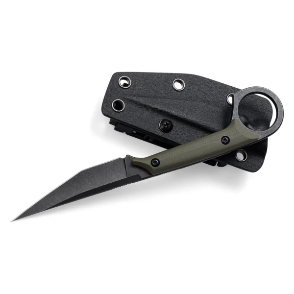 Shadow Fixed Blade Knife | 3.34" Black Stonewashed D2 Blade | Green G10 Handle | KIASLORE KS527-2