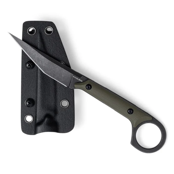 Shadow Fixed Blade Knife | 3.34" Black Stonewashed D2 Blade | Green G10 Handle | KIASLORE KS527-2