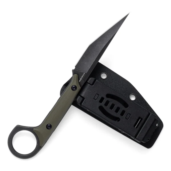 Shadow Fixed Blade Knife | 3.34" Black Stonewashed D2 Blade | Green G10 Handle | KIASLORE KS527-2