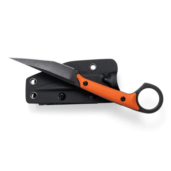 Shadow Fixed Blade Knife | 3.34" Black Stonewashed D2 Blade | Orange G10 Handle | KIASLORE KS527-6