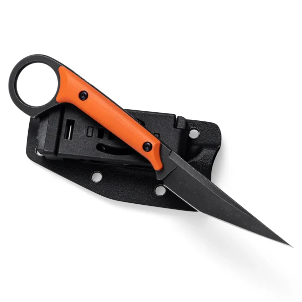 Shadow Fixed Blade Knife | 3.34" Black Stonewashed D2 Blade | Orange G10 Handle | KIASLORE KS527-6