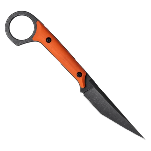 Shadow Fixed Blade Knife | 3.34" Black Stonewashed D2 Blade | Orange G10 Handle | KIASLORE KS527-6