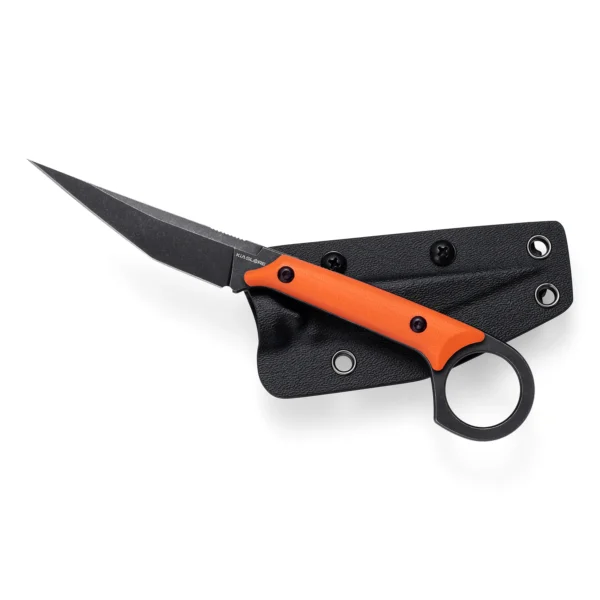 Shadow Fixed Blade Knife | 3.34" Black Stonewashed D2 Blade | Orange G10 Handle | KIASLORE KS527-6