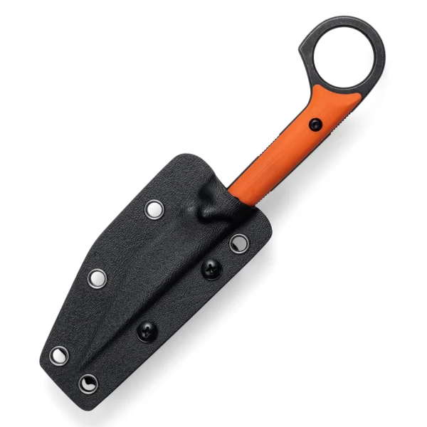 Shadow Fixed Blade Knife | 3.34" Black Stonewashed D2 Blade | Orange G10 Handle | KIASLORE KS527-6