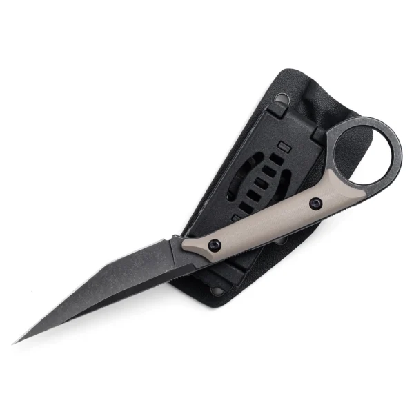 Shadow Fixed Blade Knife | 3.34" Black Stonewashed D2 Blade | Tan G10 Handle | KIASLORE KS527-3