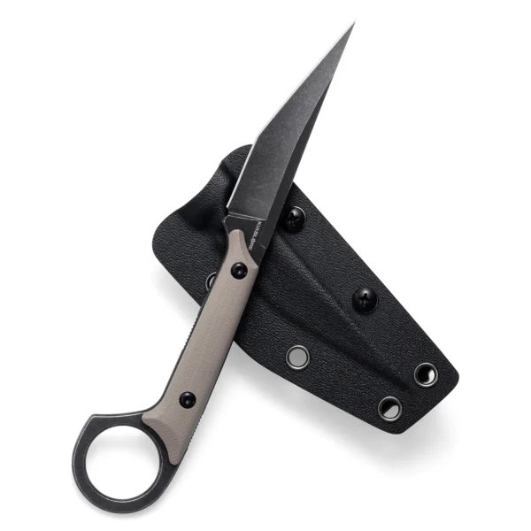 Shadow Fixed Blade Knife | 3.34" Black Stonewashed D2 Blade | Tan G10 Handle | KIASLORE KS527-3