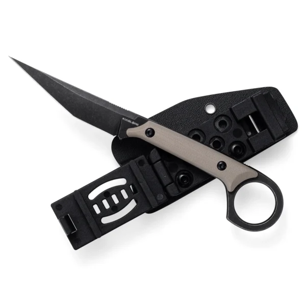 Shadow Fixed Blade Knife | 3.34" Black Stonewashed D2 Blade | Tan G10 Handle | KIASLORE KS527-3