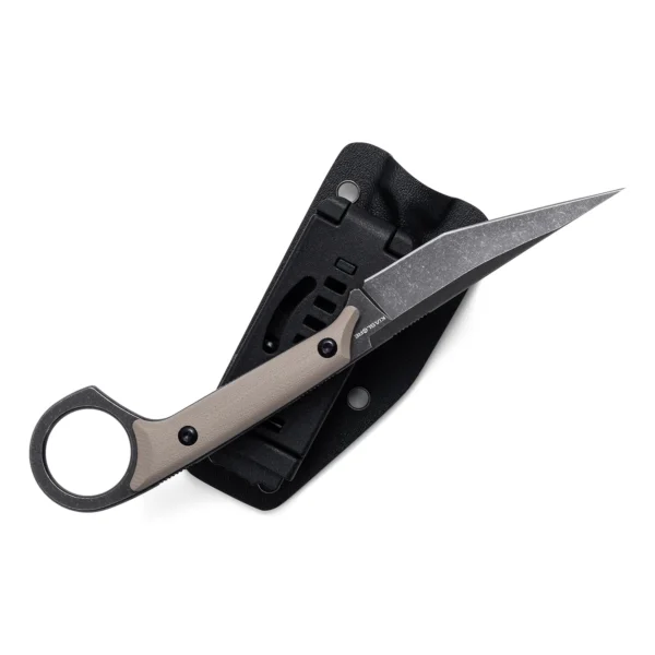 Shadow Fixed Blade Knife | 3.34" Black Stonewashed D2 Blade | Tan G10 Handle | KIASLORE KS527-3