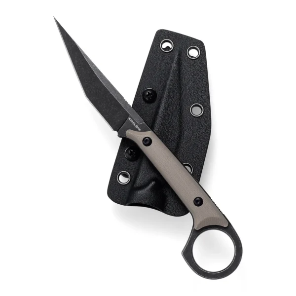 Shadow Fixed Blade Knife | 3.34" Black Stonewashed D2 Blade | Tan G10 Handle | KIASLORE KS527-3