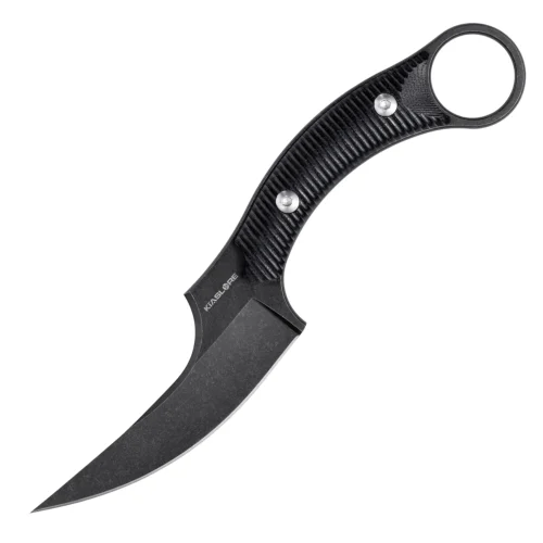 KS528_B1_01 Mackerel Shark Tactical Karambit Knife | 3.74" Black Stonewashed D2 Blade | Black G10 Handle | KIASLORE KS528-1