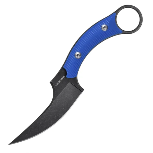 Mackerel Shark Tactical Karambit Knife | 3.74" Black Stonewashed D2 Blade | Blue G10 Handle | KIASLORE KS528-4