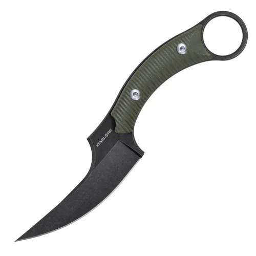 Mackerel Shark Tactical Karambit Knife | 3.74" Black Stonewashed D2 Blade | Green G10 Handle | KIASLORE KS528-2