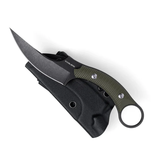 Mackerel Shark Tactical Karambit Knife | 3.74" Black Stonewashed D2 Blade | Green G10 Handle | KIASLORE KS528-2