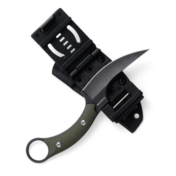 Mackerel Shark Tactical Karambit Knife | 3.74" Black Stonewashed D2 Blade | Green G10 Handle | KIASLORE KS528-2