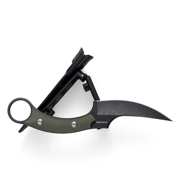 Mackerel Shark Tactical Karambit Knife | 3.74" Black Stonewashed D2 Blade | Green G10 Handle | KIASLORE KS528-2