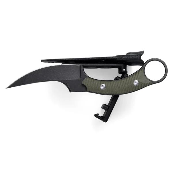 Mackerel Shark Tactical Karambit Knife | 3.74" Black Stonewashed D2 Blade | Green G10 Handle | KIASLORE KS528-2