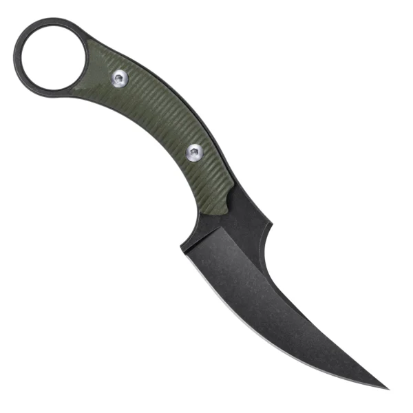 Mackerel Shark Tactical Karambit Knife | 3.74" Black Stonewashed D2 Blade | Green G10 Handle | KIASLORE KS528-2
