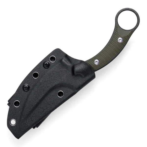 Mackerel Shark Tactical Karambit Knife | 3.74" Black Stonewashed D2 Blade | Green G10 Handle | KIASLORE KS528-2