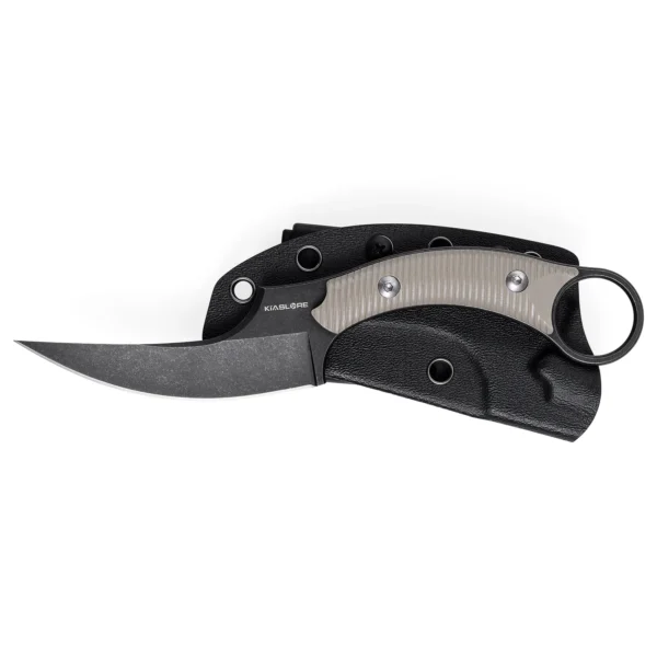 Mackerel Shark Tactical Karambit Knife | 3.74" Black Stonewashed D2 Blade | Tan G10 Handle | KIASLORE KS528-3