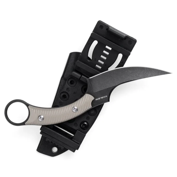 Mackerel Shark Tactical Karambit Knife | 3.74" Black Stonewashed D2 Blade | Tan G10 Handle | KIASLORE KS528-3