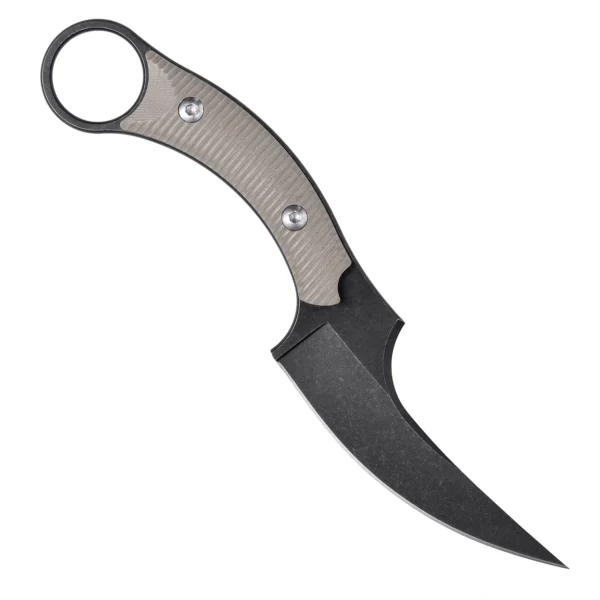 Mackerel Shark Tactical Karambit Knife | 3.74" Black Stonewashed D2 Blade | Tan G10 Handle | KIASLORE KS528-3
