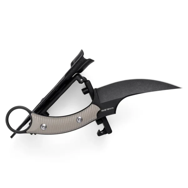 Mackerel Shark Tactical Karambit Knife | 3.74" Black Stonewashed D2 Blade | Tan G10 Handle | KIASLORE KS528-3