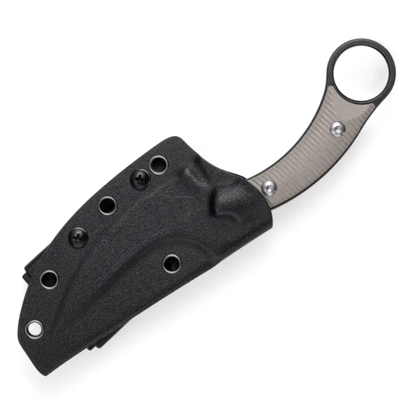Mackerel Shark Tactical Karambit Knife | 3.74" Black Stonewashed D2 Blade | Tan G10 Handle | KIASLORE KS528-3