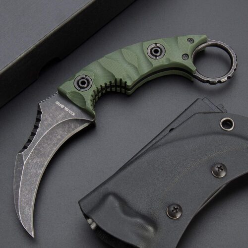adamant tactical karambit knife | 3.34″ stonewashed d2 blade | black g10 handle | camping hunting tool | kiaslore kk1221 2
