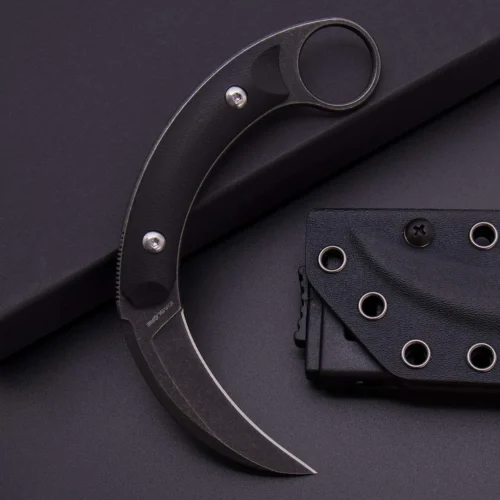 aether claw karambit knife | 3.14″ black stonewashed d2 blade | black g10 handle | edc & camping hunting tool | kiaslore kk1014 1