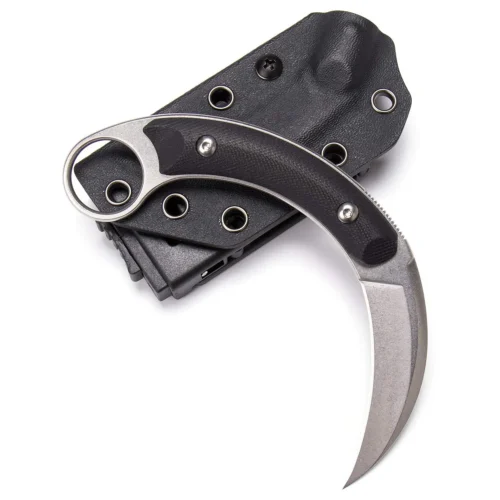 aether claw karambit knife | 3.14″ black stonewashed d2 blade | black g10 handle | edc & camping hunting tool | kiaslore kk1014 2