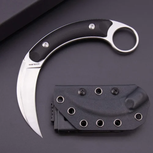 aether claw karambit knife | 3.14″ black stonewashed d2 blade | black g10 handle | edc & camping hunting tool | kiaslore kk1014 2