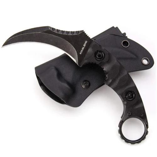 adamant tactical karambit knife | 3.34″ black stonewashed d2 blade | black g10 handle | camping hunting tool | kiaslore kk1221 1