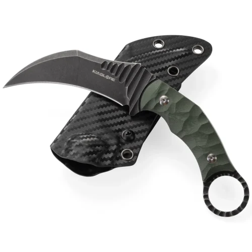 talos tactical karambit knife | 3.55″ black stonewashed m390 blade | green g10 handle | camping hunting tool | kiaslore kk141 1